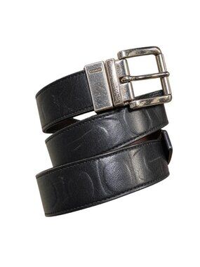 Y2K Coach Monogram Reversible Black Leather Belt